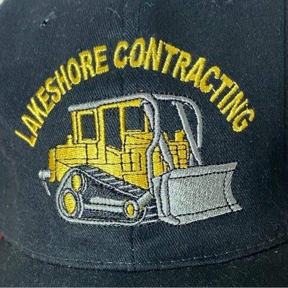 Vintage Black Yellow Embroidered Lakeshore Contracting Hat - Picture 2 of 11